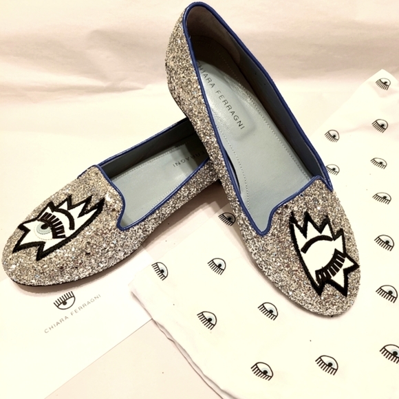 Chiara Ferragni glitter wink eye ballet flats 39 - Picture 5 of 7